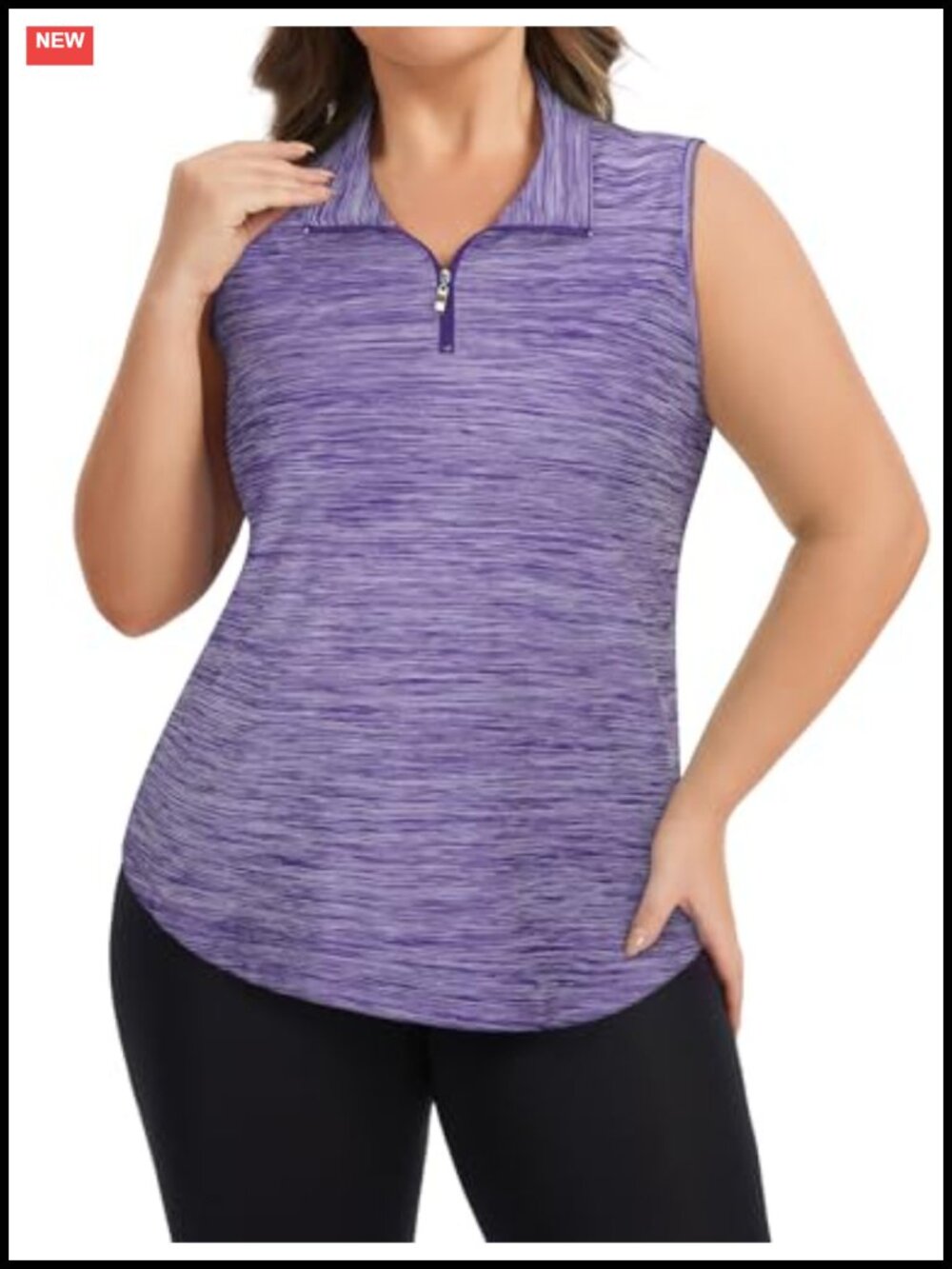 Plus Size Sleeveless Golf Polo Shirt Women Zip Up Athletic Tennis Tank Top